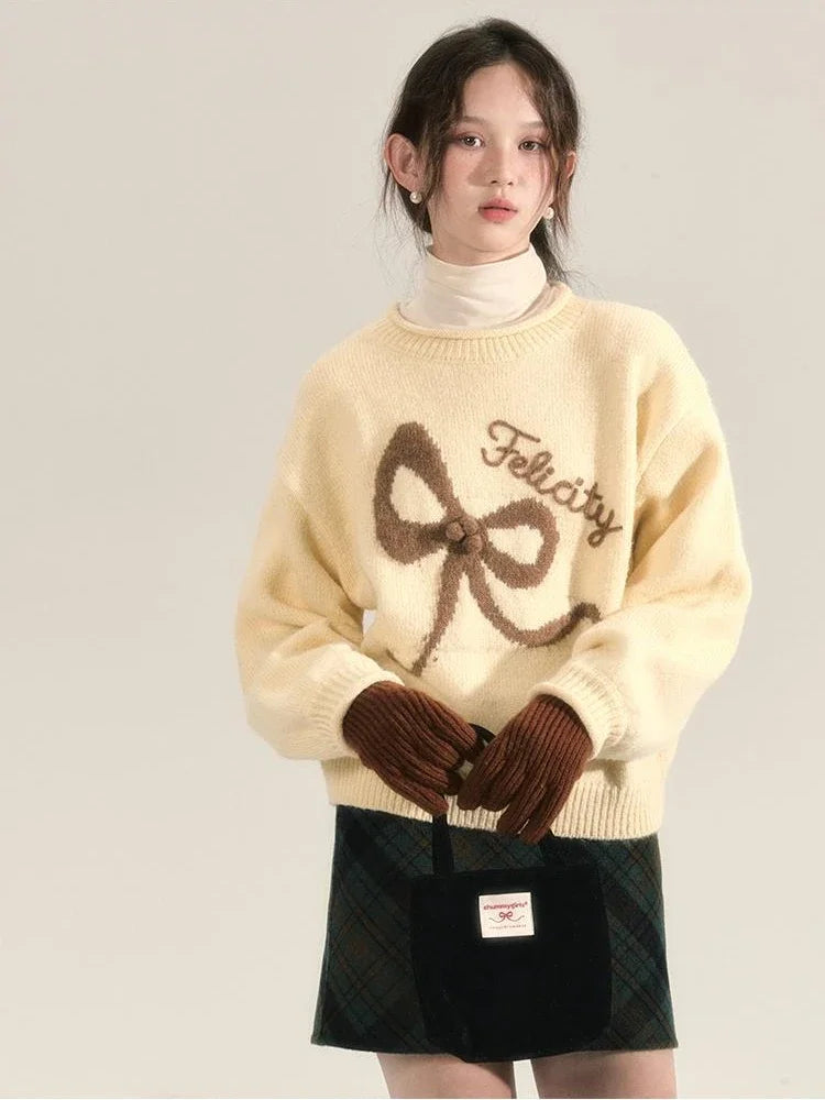 Embroidery Bow Sweater