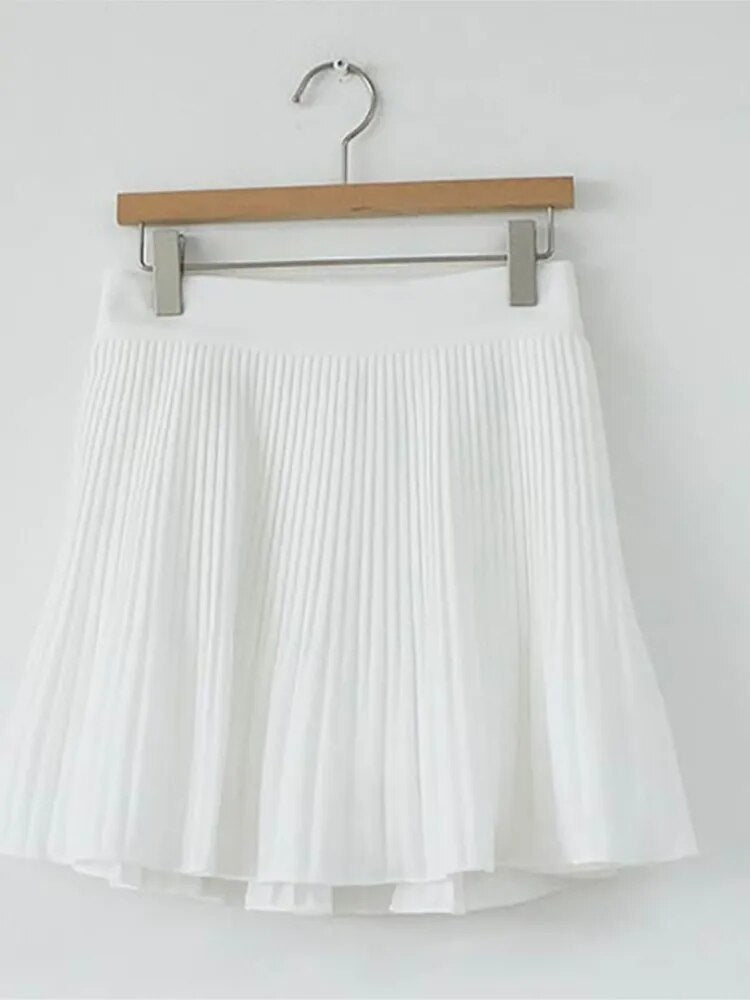 Pleated A-Line Mini Skirt