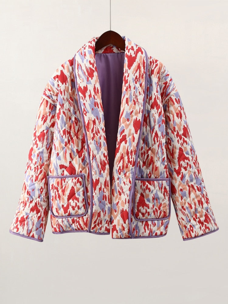 Abstract Printed Puffed Jacket