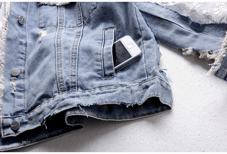 Embroidery Patchwork  Denim Jacket