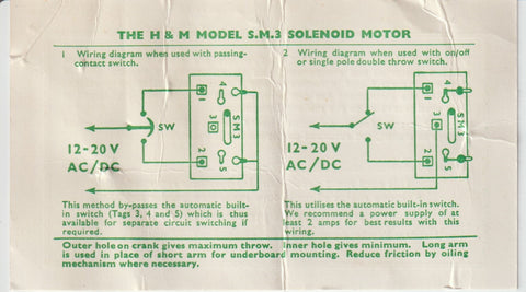 Hammant and Morgan SM3 Point Motor Wiring