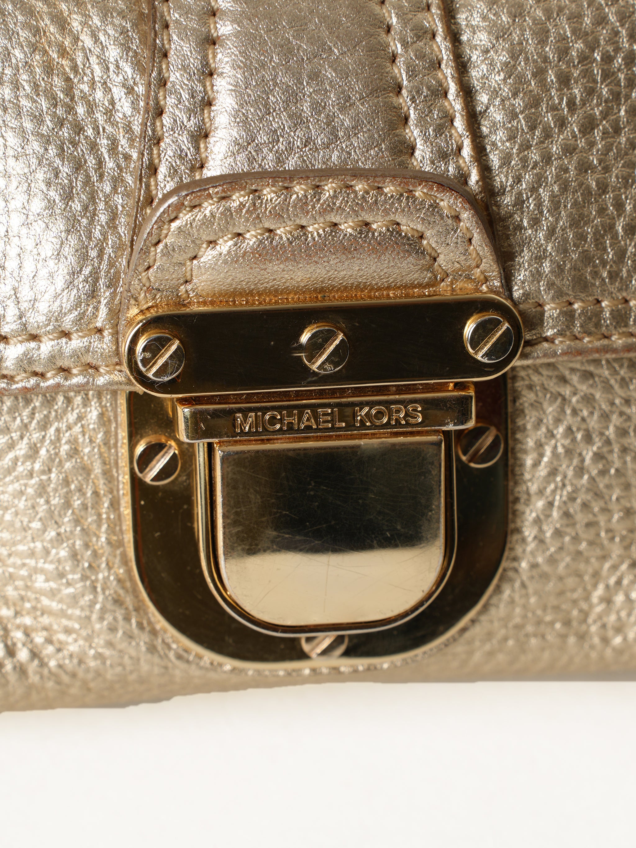 Michael Kors Barbara Gold Metallic Envelope Clutch Bag  Lyst