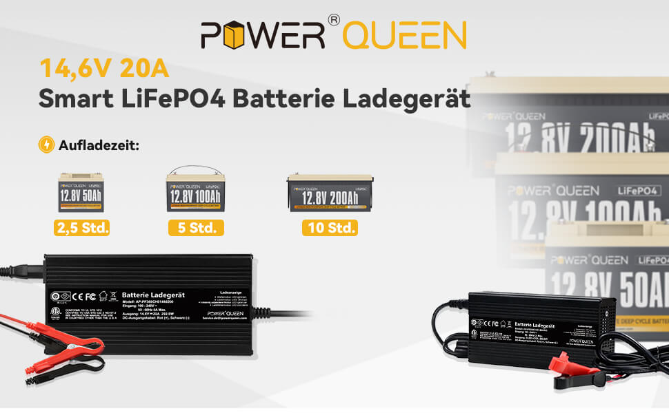 Power Queen LiFePO4 Ladegerät 14,6V 20A