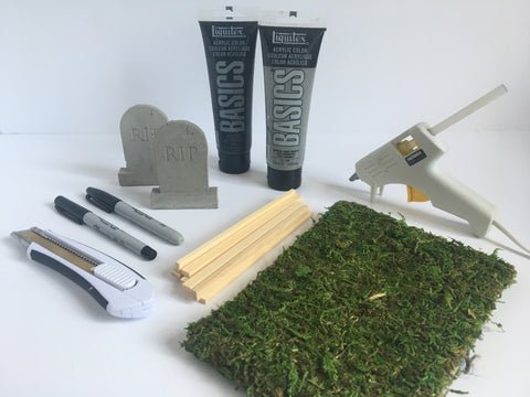 Supplies for DIY Miniature Graveyard