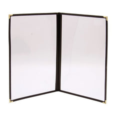 Deluxe Clear Sewn Menu Cover, Black, 8-1/2" x 14", double