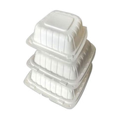 Hinged Clamshell 1-Compartment Container, White, 9" x 9"