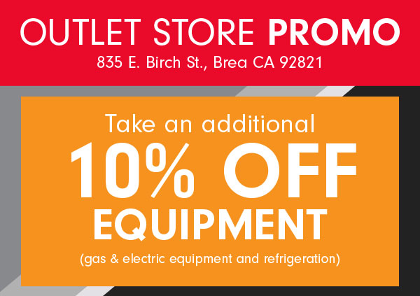 Outlet Promo - 10 percent off equipment