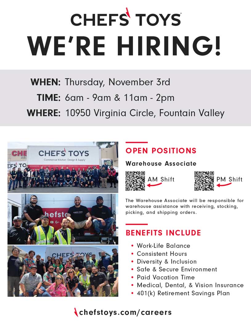 Now Hiring Event - Fountain Valley - November 3rd