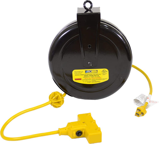 50' Retractable Cord Reel with Work Light - 5000-50G-CB