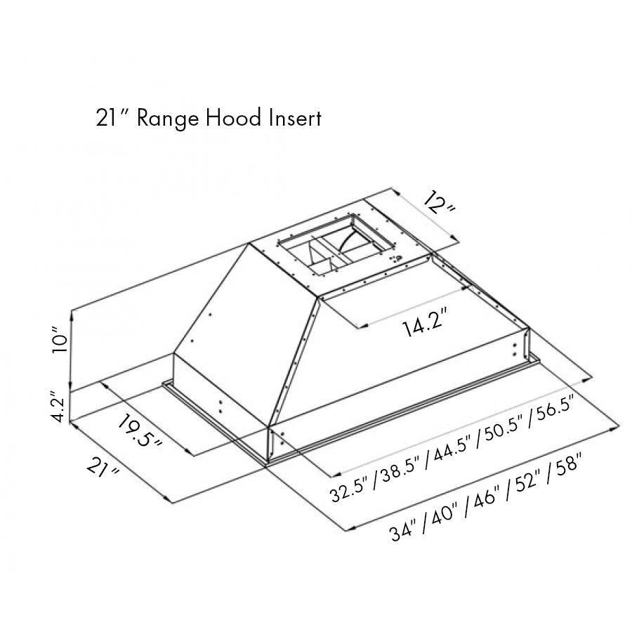 ZLINE Ducted Wall Mount Range Hood Insert in Stainless Steel (721