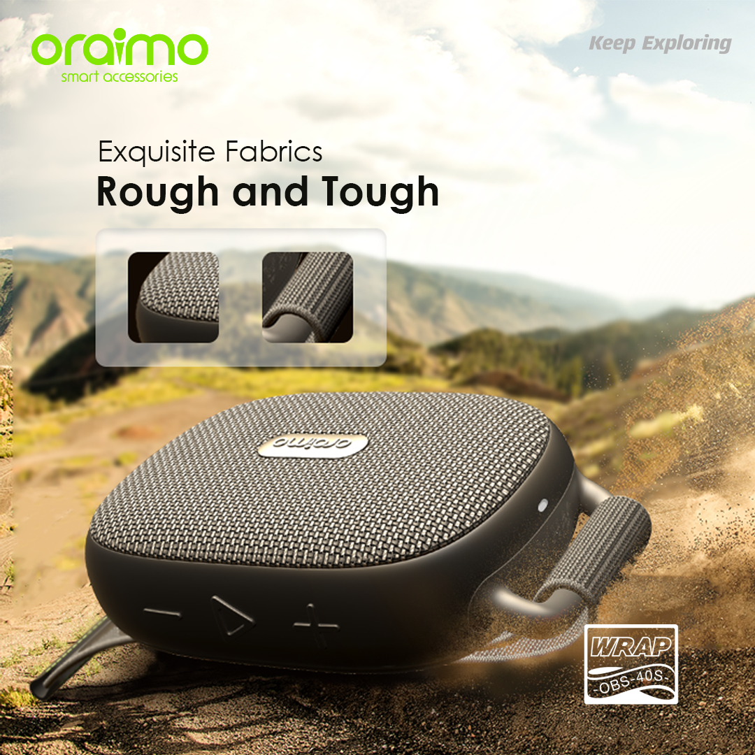 Oraimo Wrap Heavy Bass Strap Design Portable Wireless Speaker OBS-40S, Bluetooth, FM, SC Card, AUX - Black