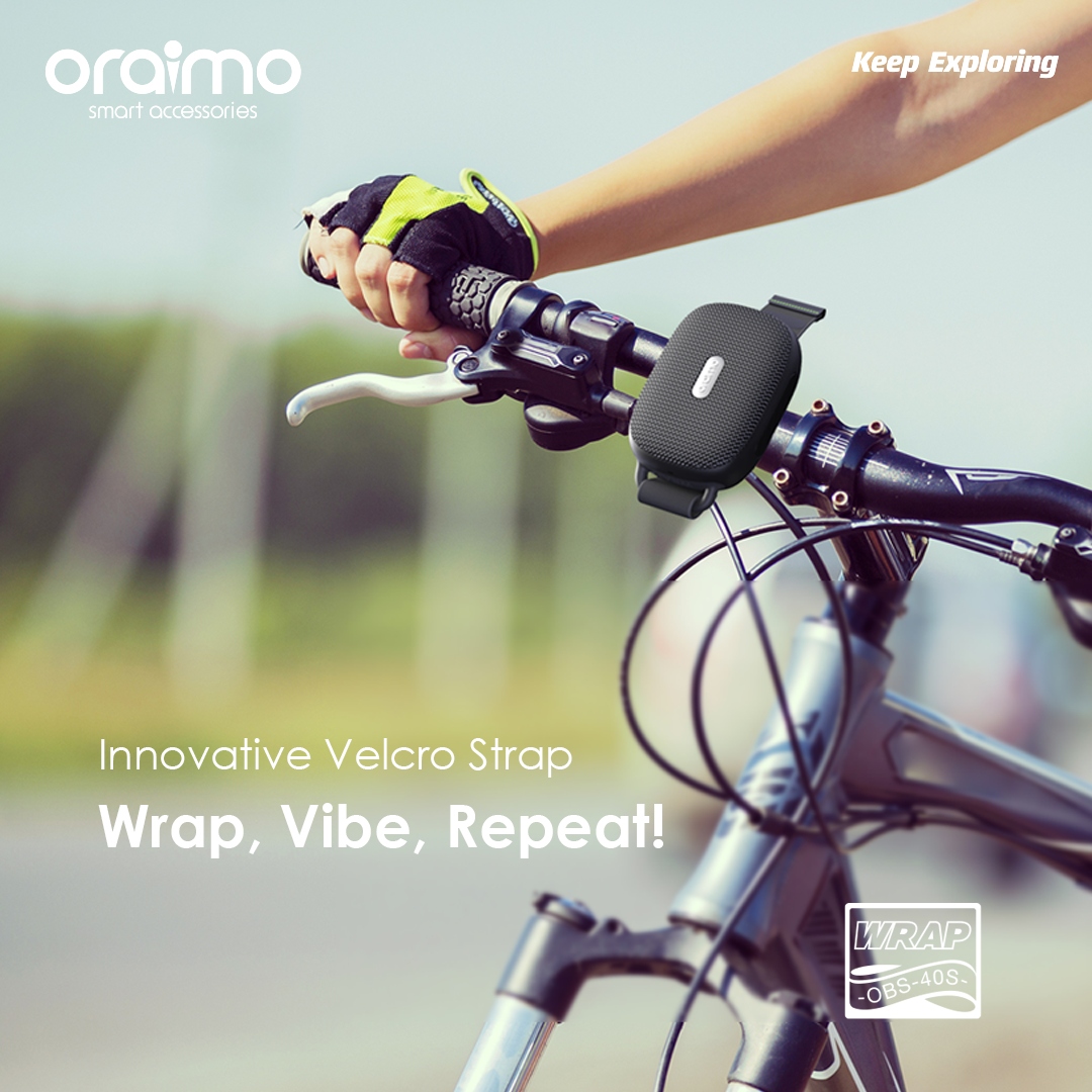 Oraimo Wrap Heavy Bass Strap Design Portable Wireless Speaker OBS-40S, Bluetooth, FM, SC Card, AUX - Black