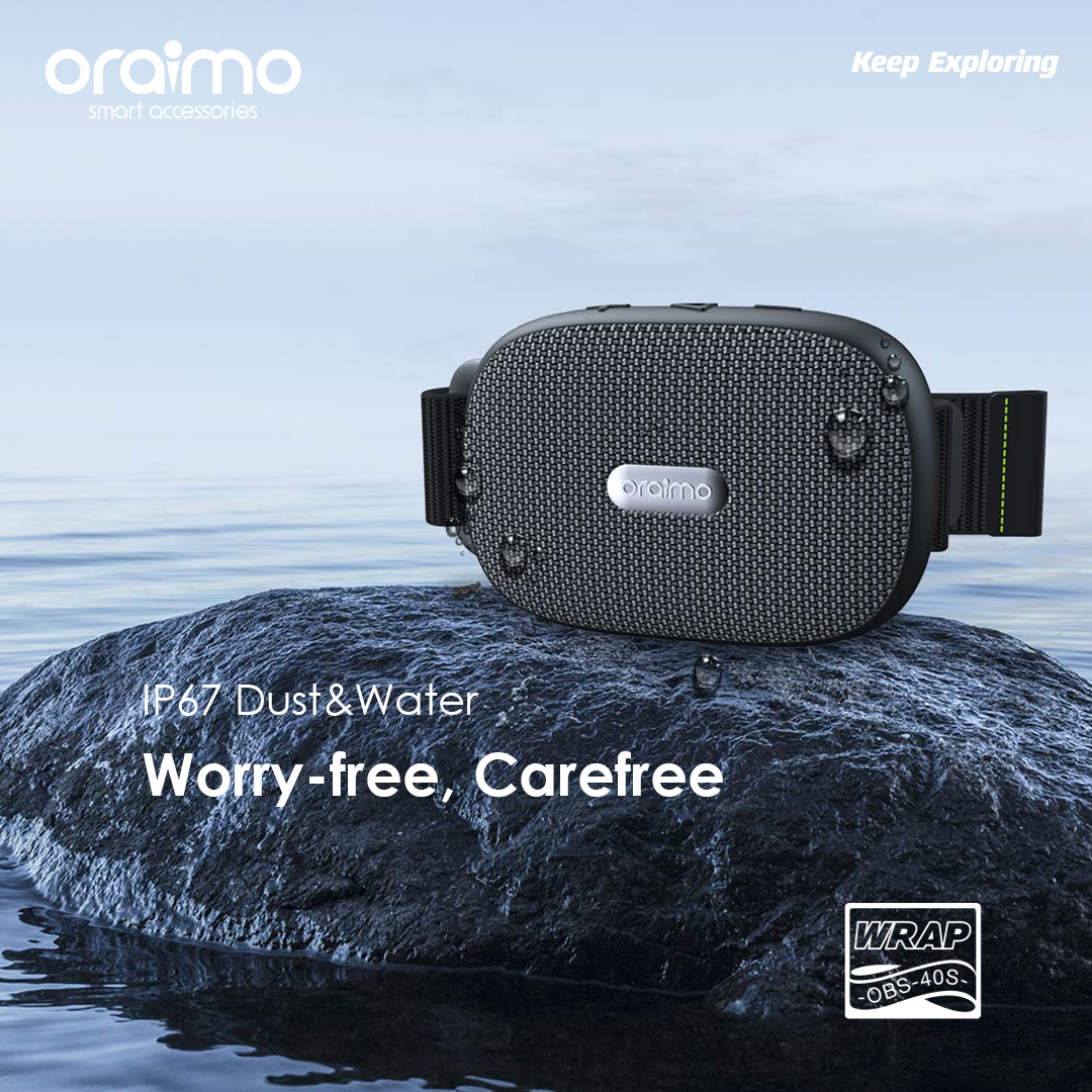 Oraimo Wrap Heavy Bass Strap Design Portable Wireless Speaker OBS-40S, Bluetooth, FM, SC Card, AUX - Black