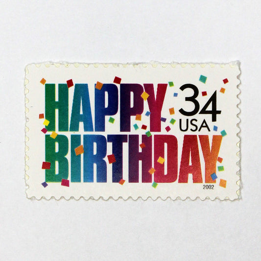 25c Happy Birthday Stamps .. Vintage Unused US Postage Stamps .. Pack of 5  – treasurefoxstamps