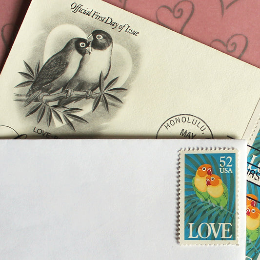 FIVE 52c Flowers And Birds LOVE Stamps .. Unused US Postage Stamps | Love  Stamp | Wedding Postage | Valentine | Victorian Postcard | Flowers