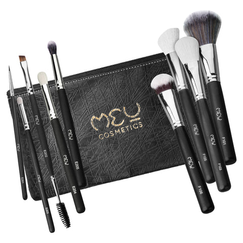 9 Pcs Professional Makeup Brush Set (Face + Eye) With Pouch