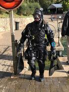 Bridget fully kitted for UK Open Water Diving