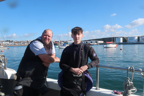 Alan and Marley ready to go diving