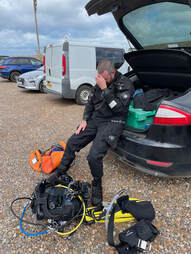 Picture Ben at Weybourne, Norfolk preparing to go shore diving for the first time