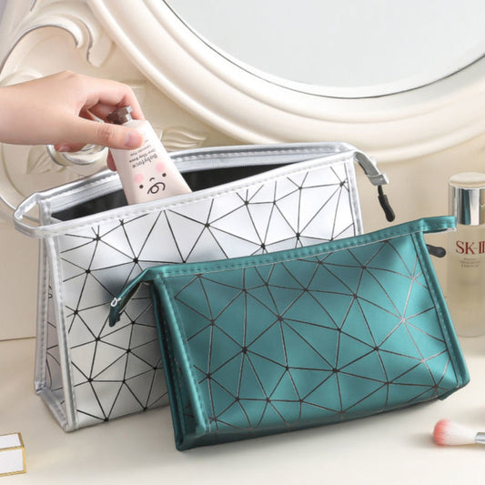 Lingge Cosmetic Bag PU Waterproof Handbag