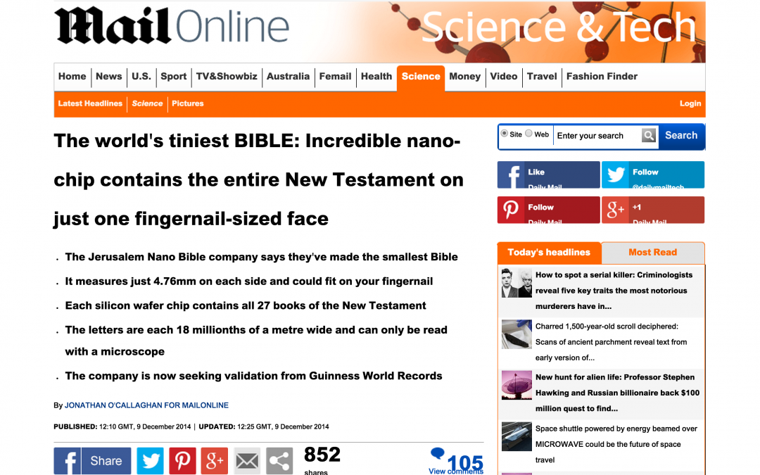 Mail Online: The world’s tiniest BIBLE…