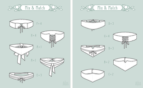 Mix & Match of accessory bryony belt sewing pattern. Make your own version 
