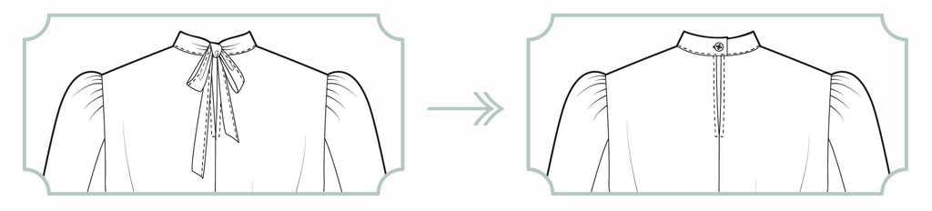 How to alter a sewing pattern from a bow neckclosure into a button closure