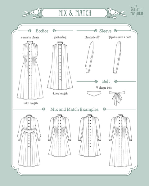 Lupin Mix and Match vintage style anne of green gables dress pattern