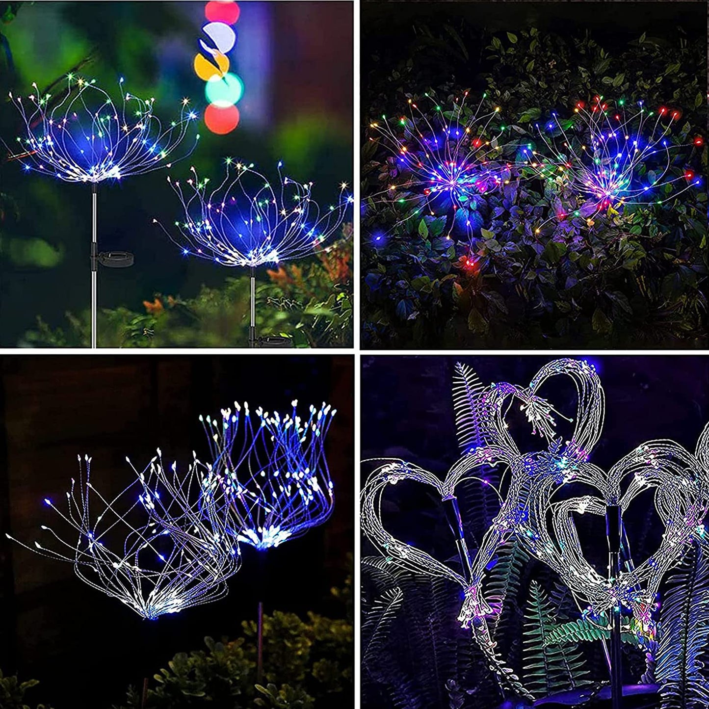 2-Pack Solar Fireworks Lights 150 LED Mulit-Color Outdoor Garden Landscape Lights with 8 Modes Christmas New Year Gift Decor