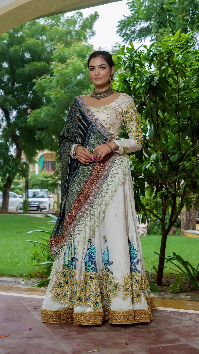 Mint Green Lehenga Choli In Georgette With Colorful Resham Embroidery