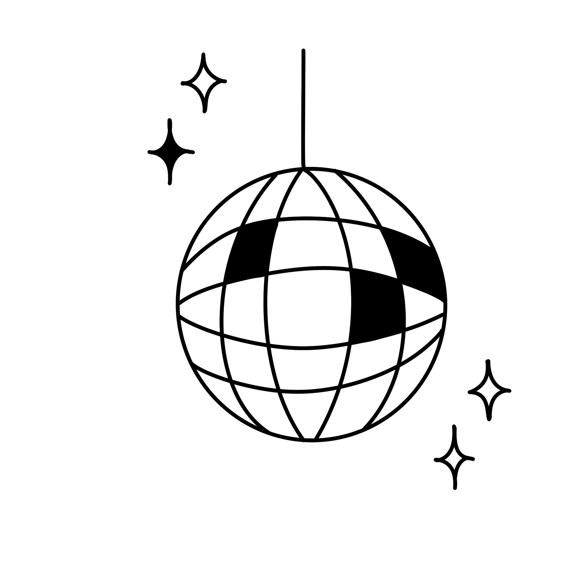One line Disco ball tattoo on the inner forearm