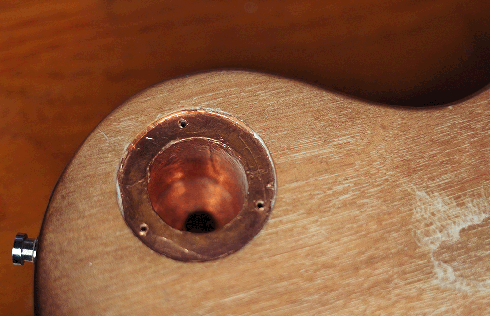 photo of a shielded switch cavity in a les paul standard