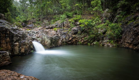 Rocky Hole waterfall in D'Aguilar Range National Park, perfect for swimming after an outdoor activity.