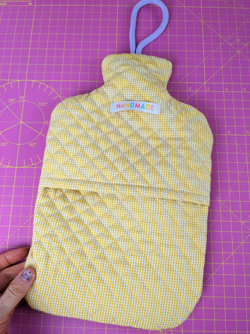 Hot water bottle cover tutorial quilted fabric