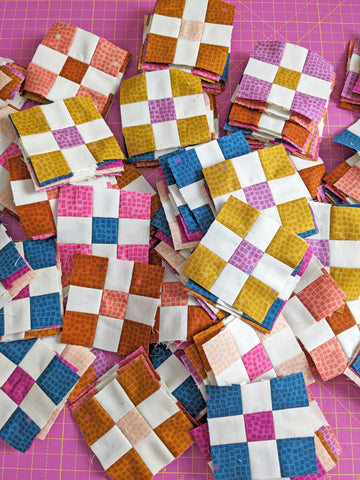 Nine patch block quilting