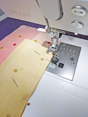 Add strips sewing quarter of an inch seam allowance