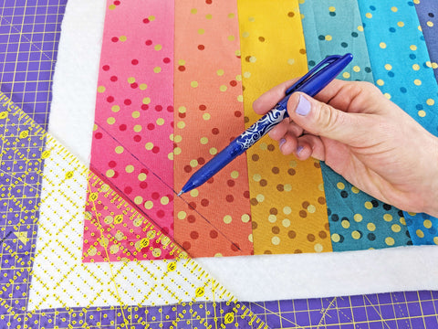 Mark quilt desing with Frixion Pen before quilting