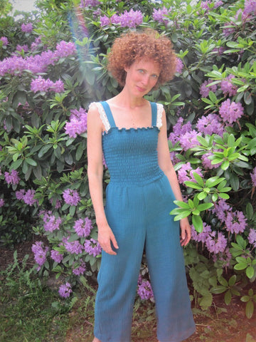 Mijke Raspberry jumpsuit dress shirring sewing pattern