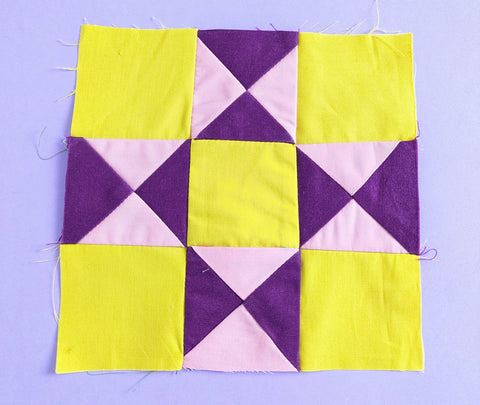 Quarter square triangle bigger block quilting