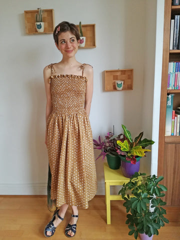 Raspberry dress jumpsuit playsuit shirring sewing pattern