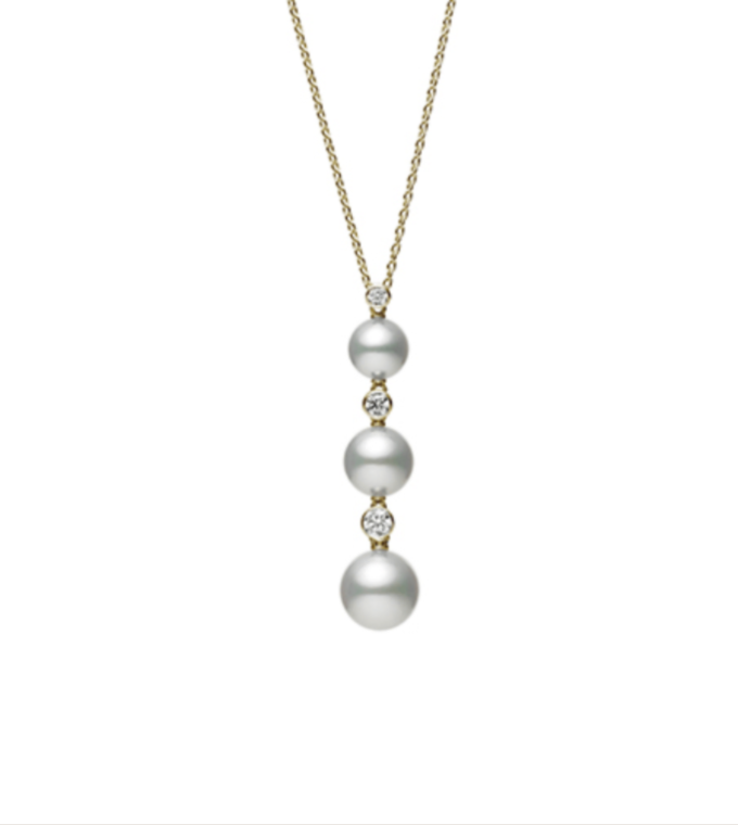 Mikimoto Akoya Cultured Pearl and Diamond Pendant Necklace