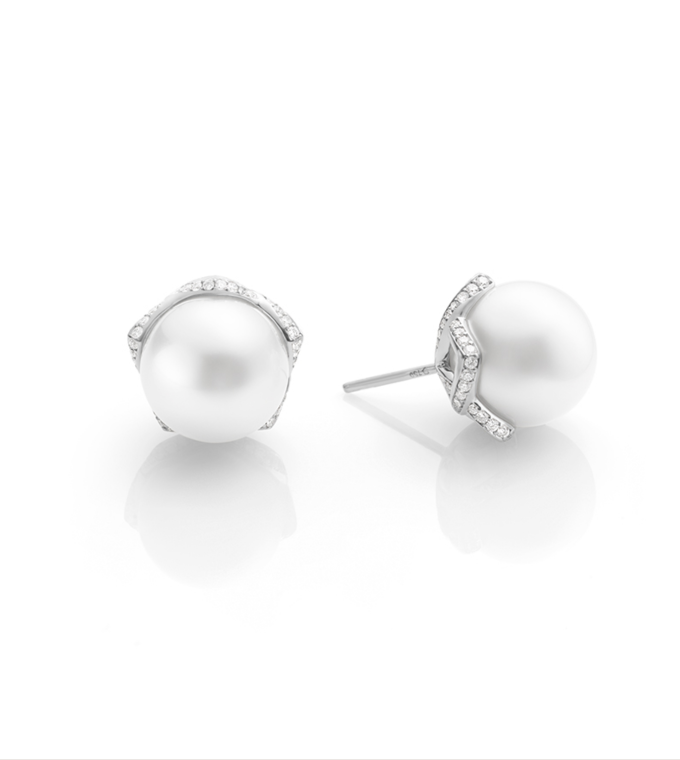 Mikimoto White Gold White Akoya AAA Pearl Studs | Knar Jewellery