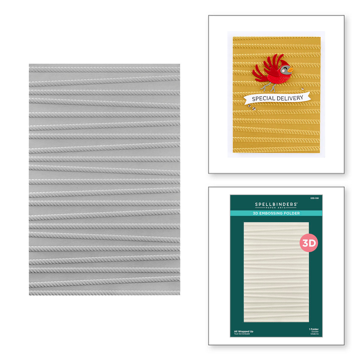 All Wrapped Up 3D Embossing Folder from the Dancin' Christmas Friends Collection