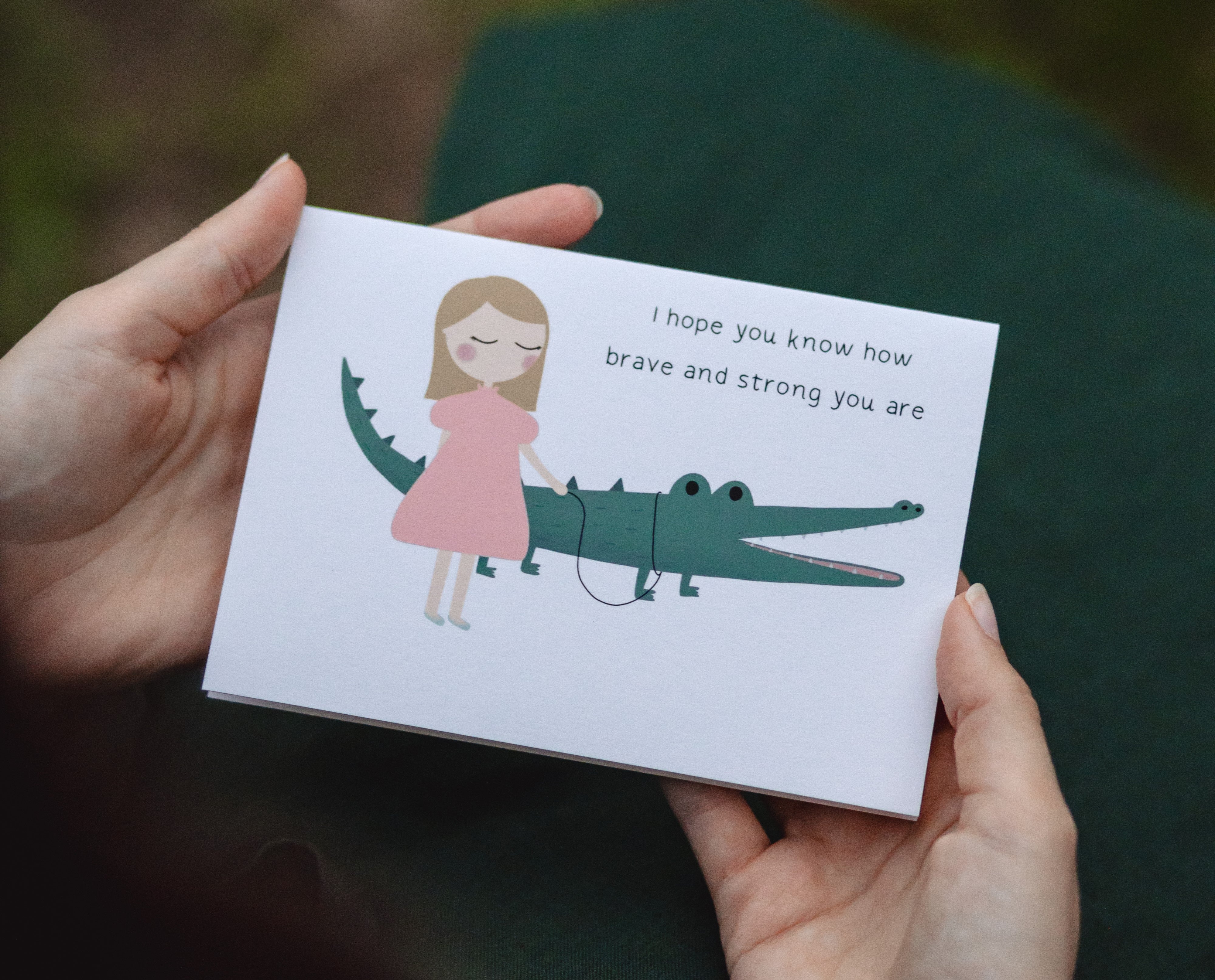 Girl With  A Crocodile Greeting Card x Ana Blatnik