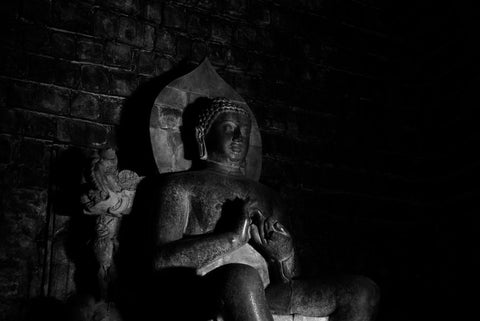 buddha dark temple sacred black&white