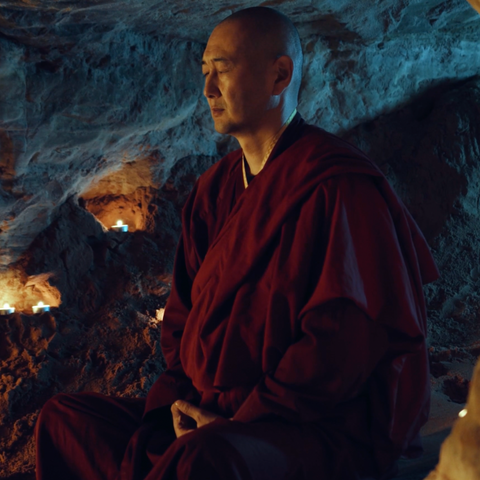 Tibetan Monk meditation on Death in a cave