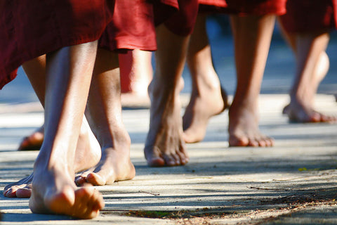 Walking meditation Buddhist Monks