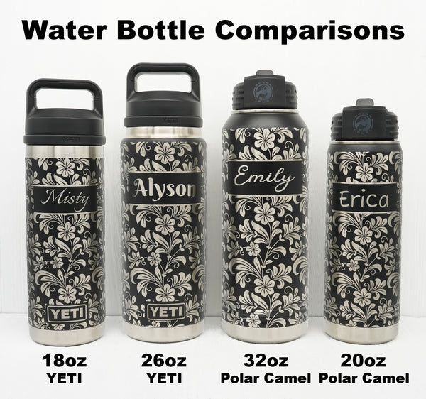 Laser Engraved YETI® or Polar Camel Water Bottle with Tooled Leather  Wrap-Around Design