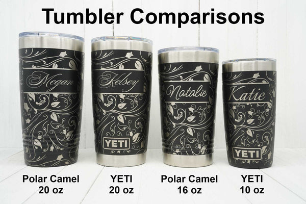 Laser Engraved Gift for Mom - YETI® or Polar Camel Tumbler with Hibisc