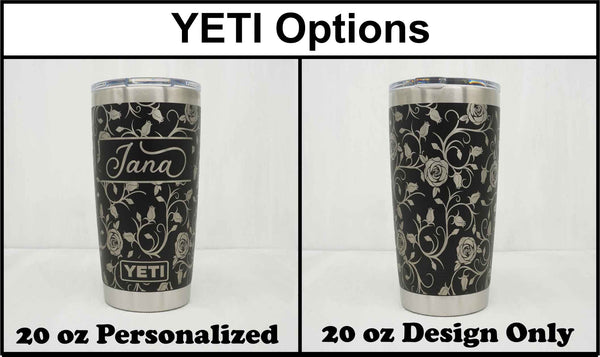 Laser Engraved YETI® or Polar Camel Water Bottle with Hibiscus Flower